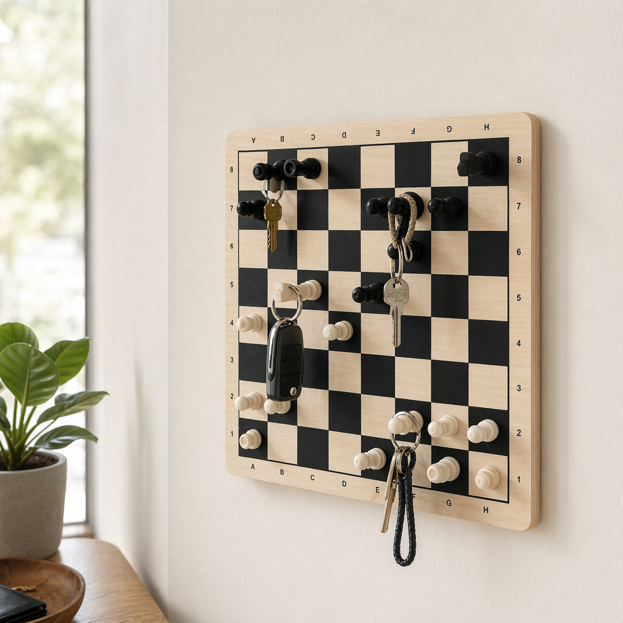 chessmade board on wall